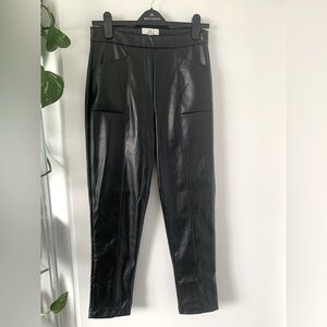 Halston Black Pleather Pants with pockets SZ:S